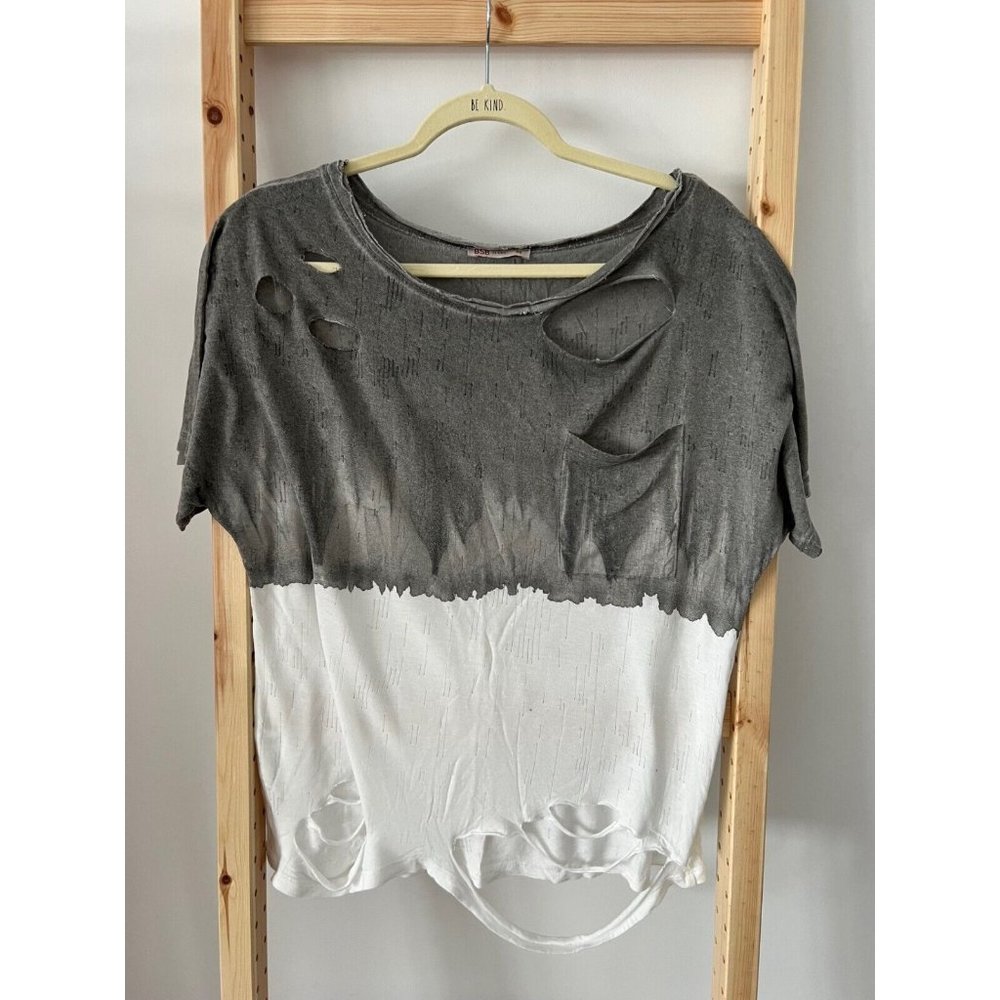 BSB Jeans Destroyed Tie Dye Pocket Top Grey White ( XS )
